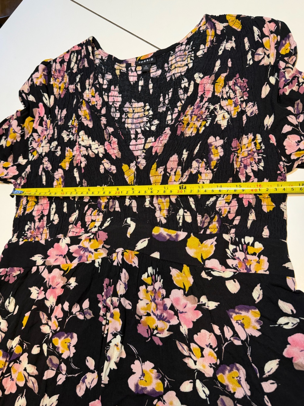 Torrid babydoll size 0 long sleeve black floral pink orange - Picture 4 of 7